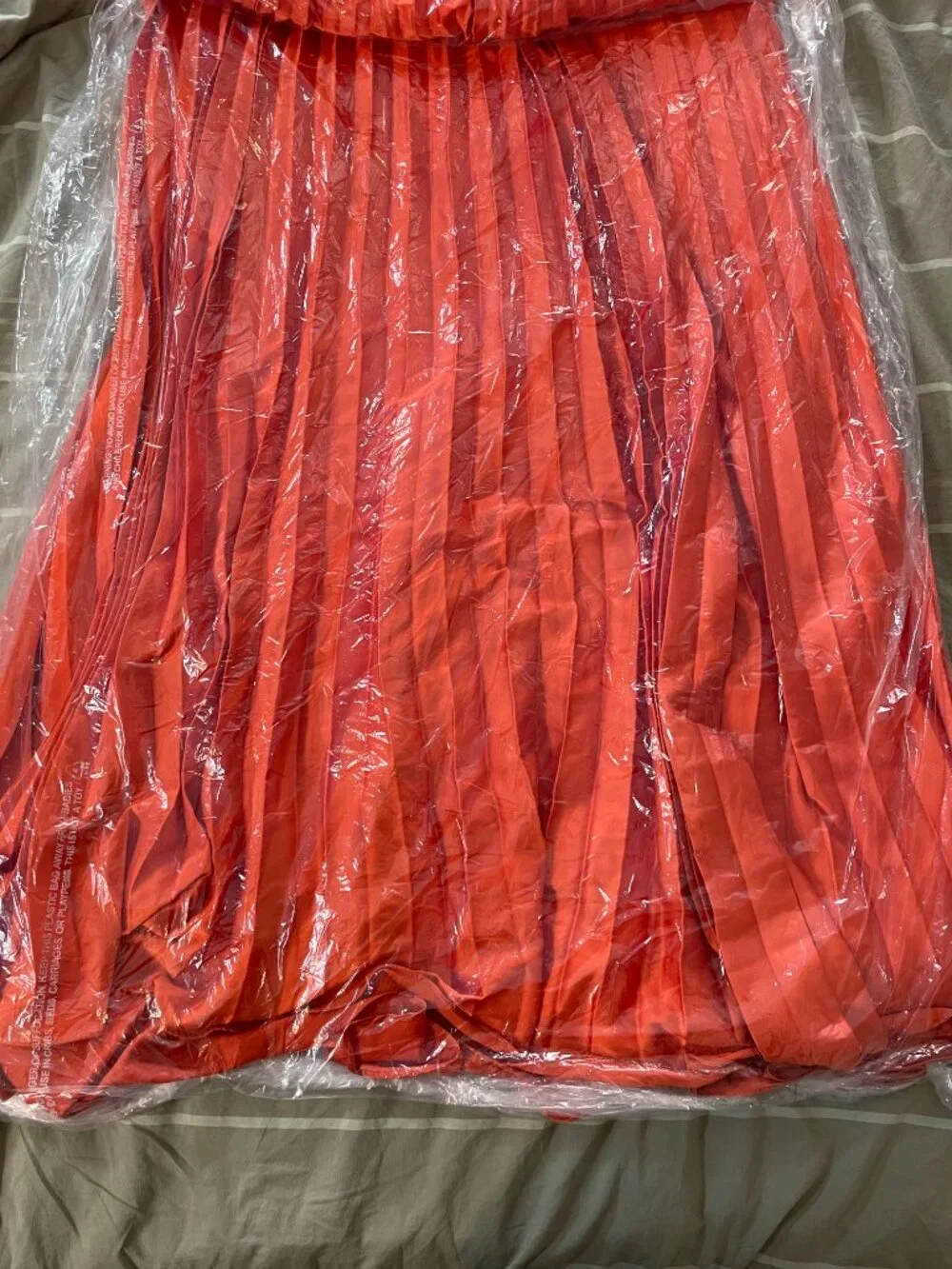 Mac Duggal Orange Pleated Corset Lace Up Back Ruffle Gown Size 4 - Picture 7 of 13